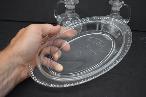 Juego de jarra de vidrio antiguo vintage, cruetas con bandeja IHS (CU320) chalice co - Imagen 6 de 10