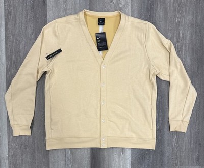 Nike Men s Player Golf Cardigan Sweater XL Dri-Fit Button V-Neck Cream BV0394
