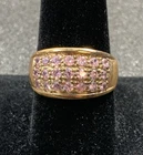 Vintage CZ Gold Sterling Silver 925 Pink Pave Ring - Size 9.75 US