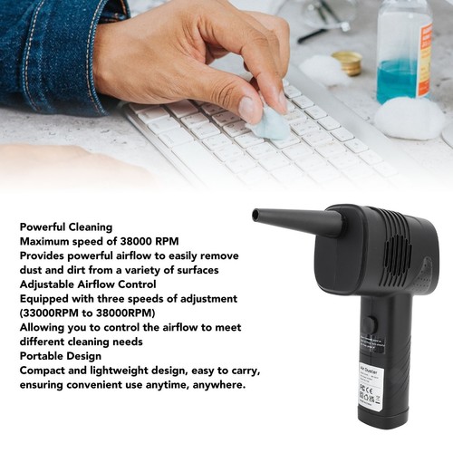 Small Compressed Air Duster 3 Speed Maximum 38000RPM Portable Cordless Jet Fa FY - Picture 4 of 22