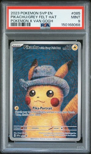 2023 POKEMON SVP EN-SV BLACK STAR PROMO #085 PIKACHU WITH GREY FELT HAT PSA 9