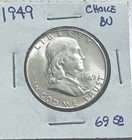1949 Tough Date 90% Silver Franklin Half Dollar Beautiful Coin FBL Luster AU