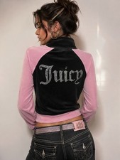 Juicy Couture Tricot Panel Colorblock Track Jacket Sz S Y2K McBling Pop Culture