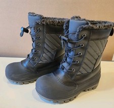 All In Motion Kids Faux Fur Elastic Laces Ankle Winter Boots Waterproof Size 13