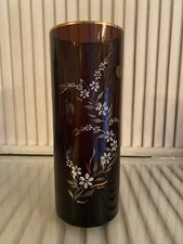 Fistek Glass F&F Tarnow Handmade Polish Glass Handpainted Art Glass Vase