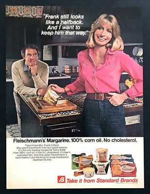 1981 Frank Gifford & Wife Maxine photo Fleischmann's Margarine vintage print ad