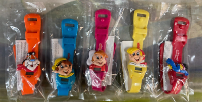 #ad Vintage 5 Kellogg#x27;s Childrens Plastic amp; Rubber Band Digital Battery Watches $11.26