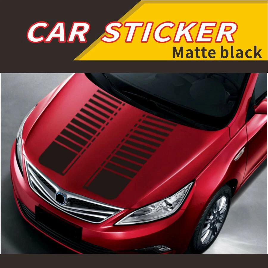 Calcomanías adhesivas estilo vinilo rayas negras mate capó camioneta coche SUV accesorio 2 piezas Foto 2 de 4