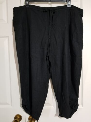 JMS Just My Size Women Size 3X Lino Rayon Capri Black Drawstring Pants #800203