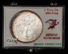 1996 1 oz Silver American Eagle - Key Date - Rainbow - Christmas Holder - E2778