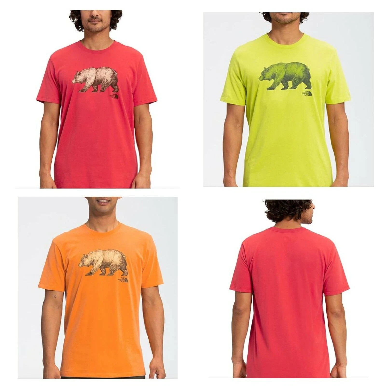 The North Face Men's Bear Tee S, M or L Standard-Fit SS Green or Red T-Shirt