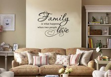 Family Wall Quote "Family Is What Happens..", Wall Art Sticker, Modern Transfer