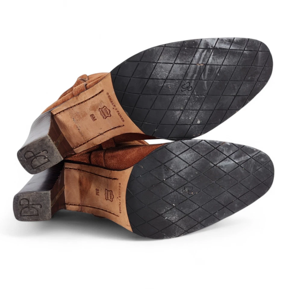 Botas Donald J Pliner Odessa Slouch tamanho 8M marrom camurça salto empilhado puxar - Imagem 2 de 4