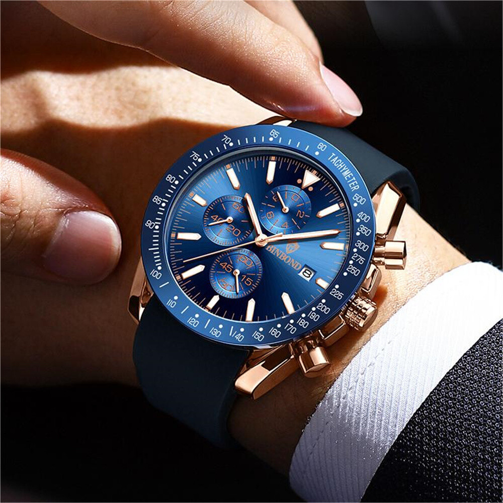 Luxury Mens Business Watch with Silicone Strap - Stylish Quartz Timepiece