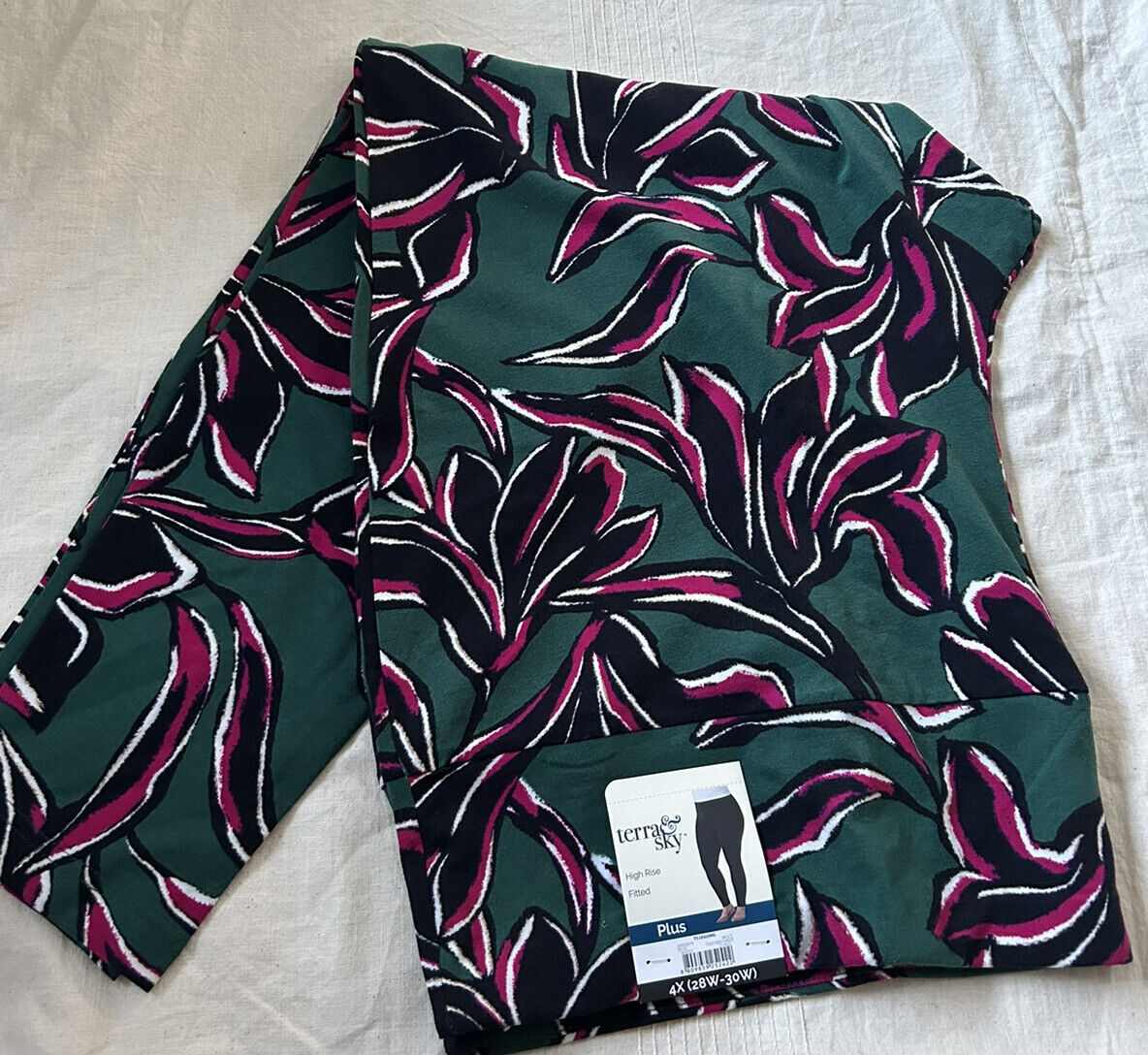 Terra & Sky Womens Green, Black & pINK fLORAL Plus Size 4x High