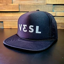 VESL Hat Mens Black Trucker Snapback Flat Bill Rope Brim Paddle Board Surf Cap