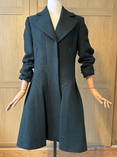 Reiss Leo Emerald Green Fit And Flare Tweed Coat Size M