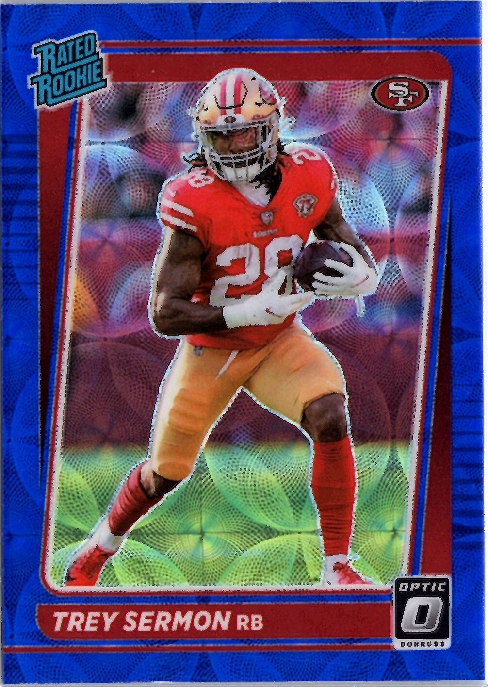 2021 Panini Donruss Optic - Rated Rookie Blue Scope Prizm Trey Sermon #224 (RC)