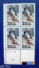 Sc 2369 Plate Block 22 Cent 1988 Winter Olympics Calgary Issue Dk16