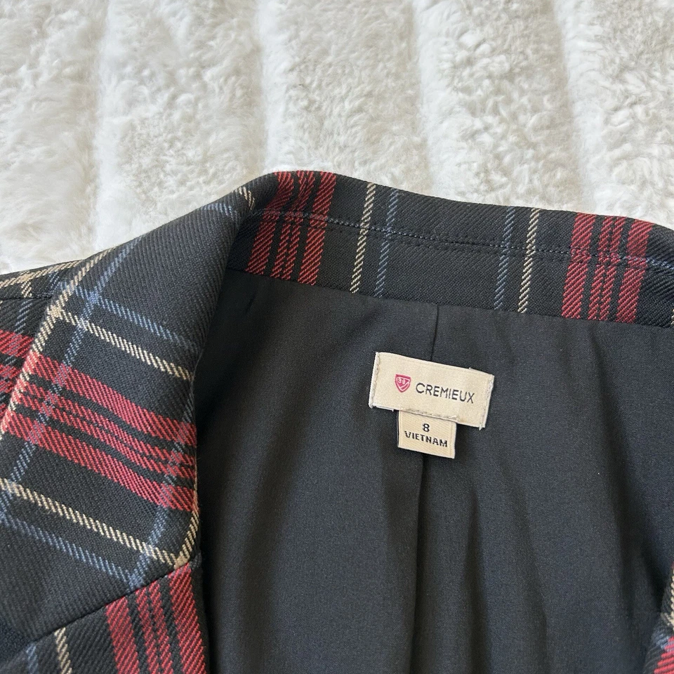 Daniel Cremieux Plaid Blazer Red Black Check Womens Sz 8 Classic Career Fall - Image 2 of 4