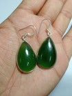Natural Serpentine Green Gemstone Dangle Earrings,Handmade Silver Wedding Gifts