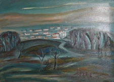 Expressionist landscape oil painting signed