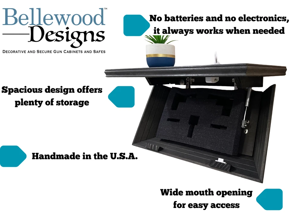 Bellewood Designs Hidden Gun Storage Floating Mantle Concealment Shelf - Image 3 of 4