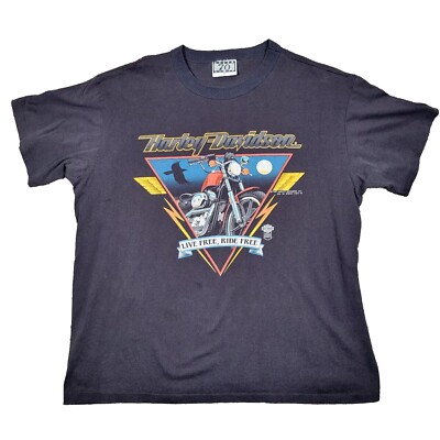 Vtg 1987 Harley Davidson Live Free Ride Free T-shirt Size XL Speed Limit 70