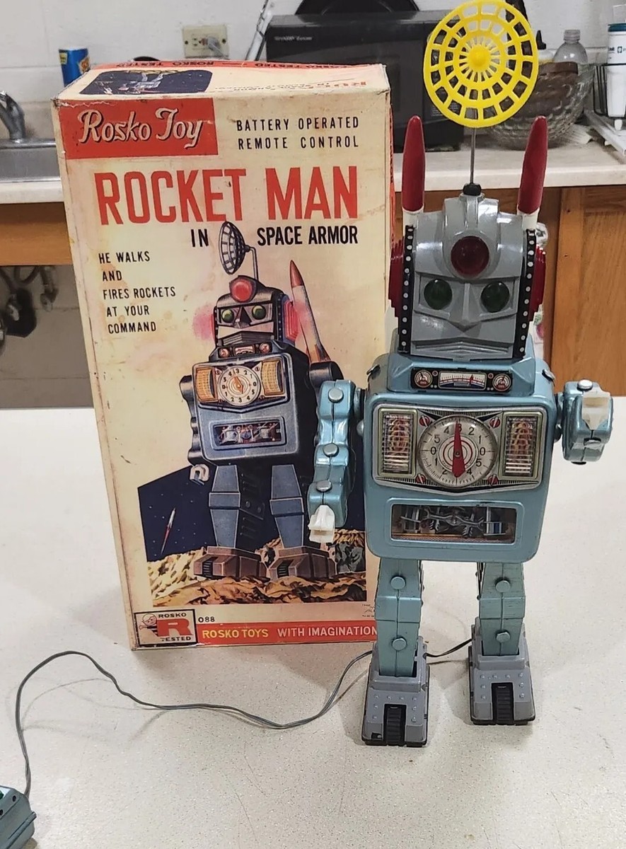 Rosko Rocket Man In Space Armor. Battery Operated In Repro Box. | eBay