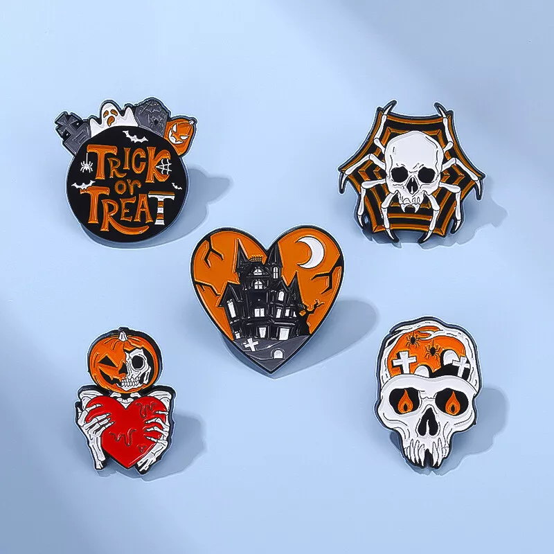 Halloween Enamel Pins Custom Skeleton Pumpkin Brooches Lapel