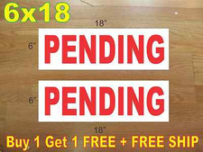 6"x18" PENDING Red REAL ESTATE RIDER SIGNS Buy 1 Get 1 FREE 2 Sided