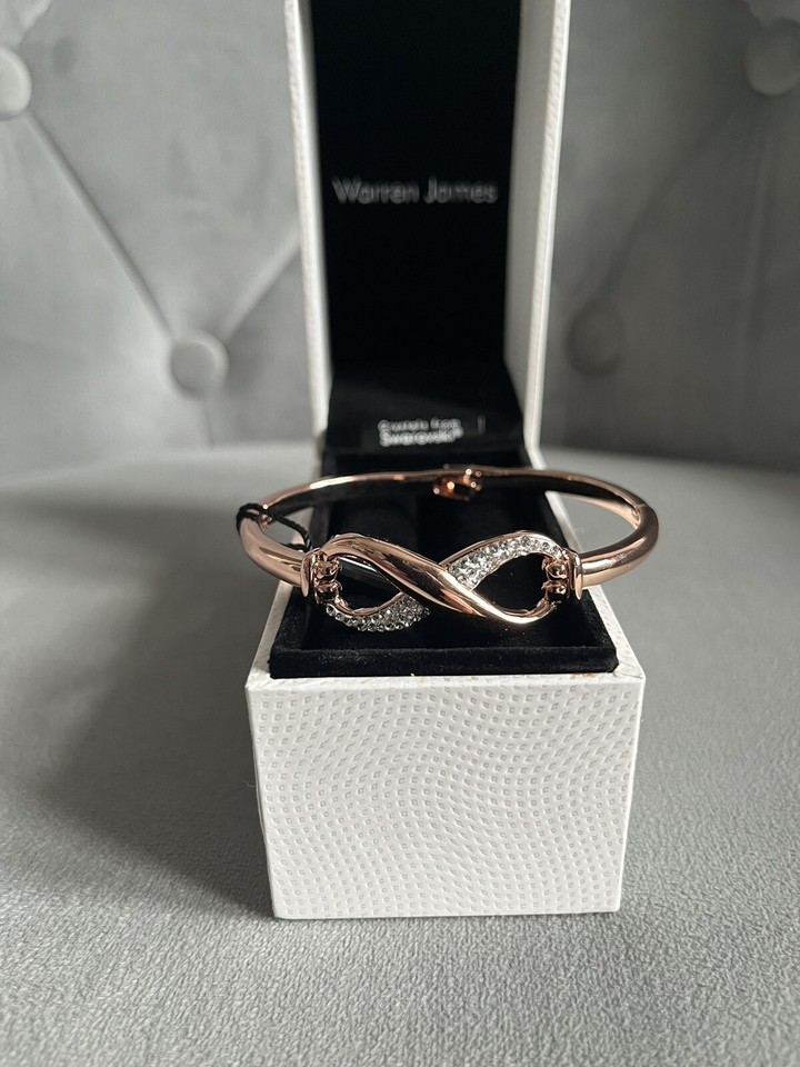 New In Box Warren James Rose Gold Coloured & Swarovski Crystal Infinity
