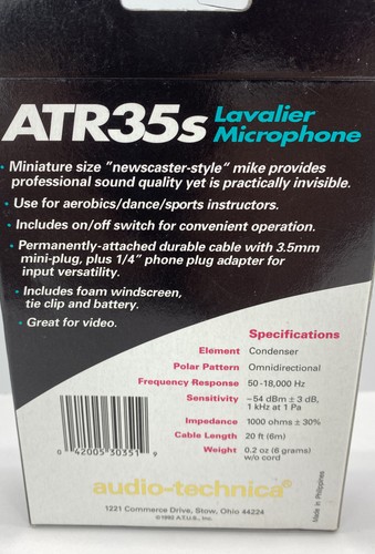 VTG Audio-Technica ATR-35S Condenser Omnidirectional Lavalier Microphone - 第 3/4 張圖片