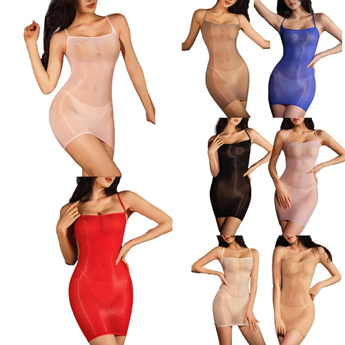 Womens Fishnet Lingerie Glossy Sheer See Through Stretchy Bodycon Mini Dresses - Picture 3 of 89