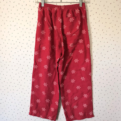 Vtg LL Bean Kids Pajama Set Size Medium (8-10) Red Snowflakes Long Sleeve Button - Picture 5 of 18