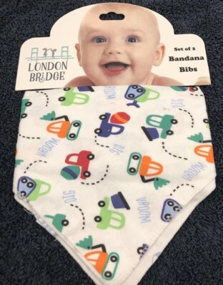 London Bridge Construction Trucks & Cars Bandana Bib Set 2 verschiedene 🎁🎁 - Bild 1 von 3