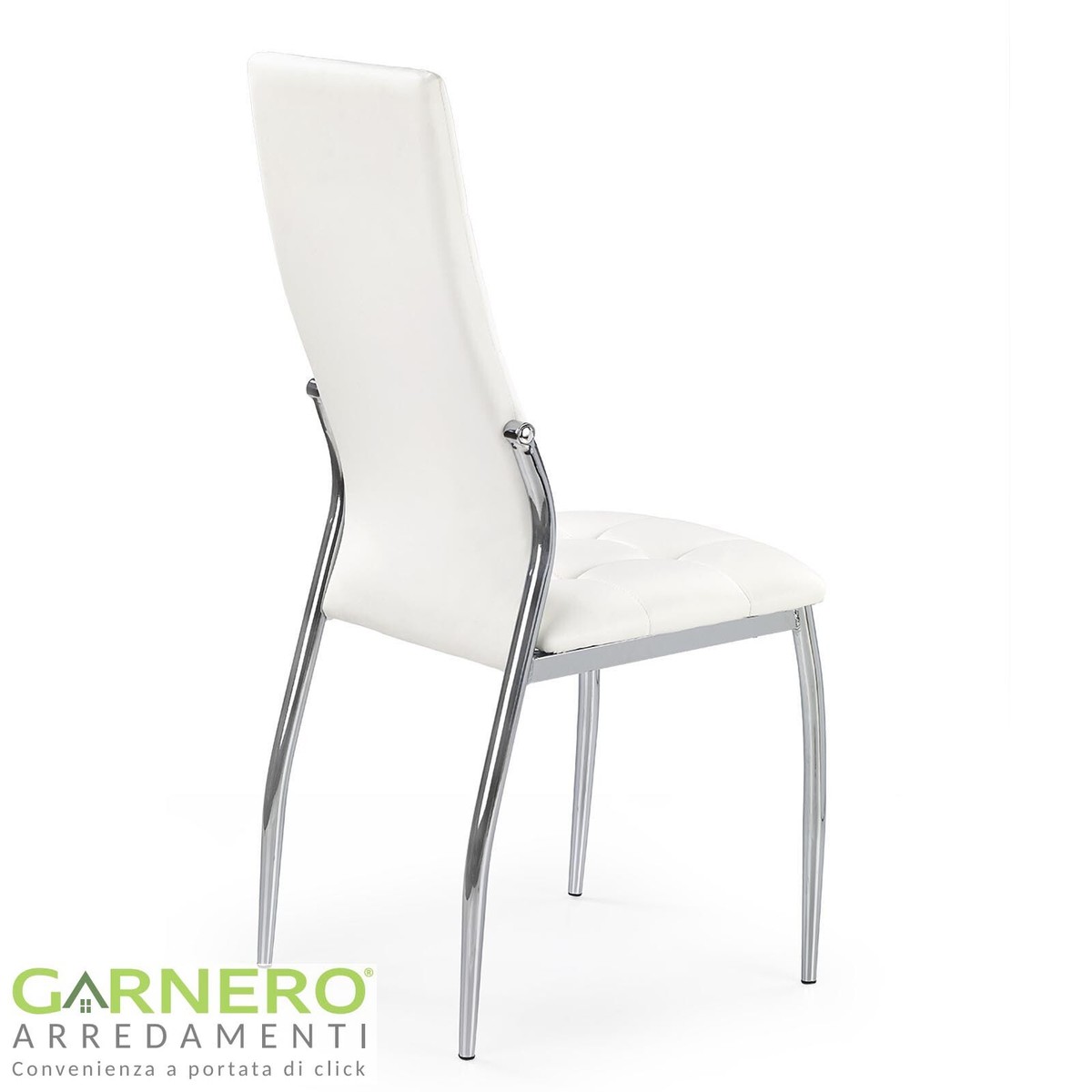 Set sedie pranzo in ecopelle schienale trapuntato gambe acciaio