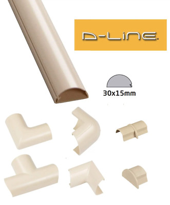D-Line 30mm x 15mm Magnolia Mini Trunking Connectors PVC Kabelmanagement