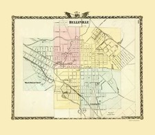 Historic City Map - Belleville Illinois - Warner 1876 - 23 x 26.59