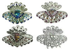 Set of 4 JCGY Hair Claws Metal Jaw Clips Silver Trim Bridal NF86480-1-2