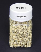500 Silicone Micro Link Rings 5mm Lined Beads Hair Extensions Tool Blonde
