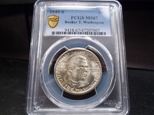 1949-S MS67 Booker T Washington Silver Half Dollar PCGS Certified Gem - White