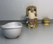 Calico Critter Bathroom Lot Toilet Bathtub Sink Mirror Rabbit Animal Tub