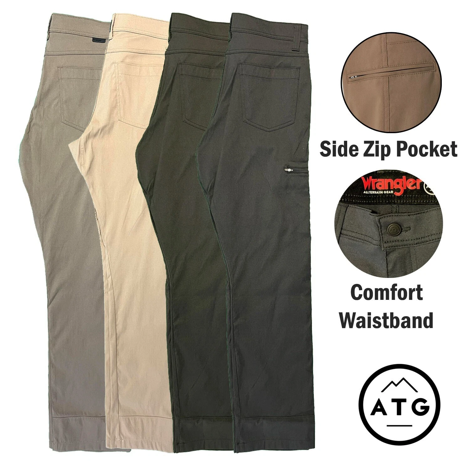 Wrangler ATG Men's Pant Outdoor Performance Pant Quick Dry Fabric Utility (S03)