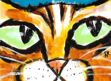 Print ACEO Painting Cat Original Miniature Tabby Art Card By Samantha McLean