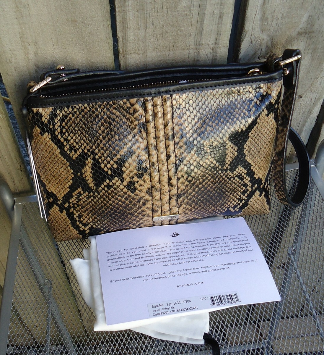 NWT Brahmin Lorelei Coffee Felix Snake Embossed Leather  display picture 3
