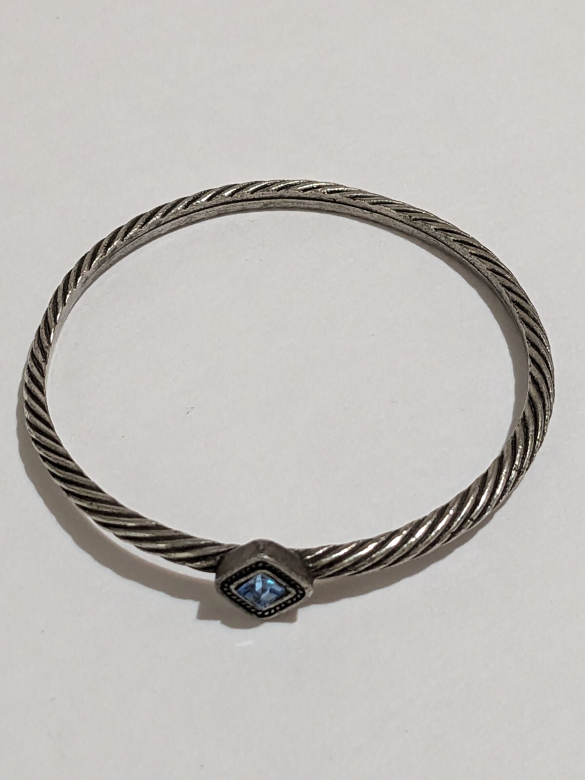 Silver 925 Solid Cable Style Bangle Bracelet With… - image 2