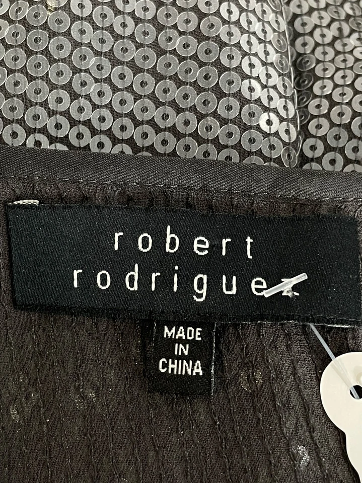 Top Robert Rodriguez Gris Lentejuelas Cuello Drapeado Manga Corta Talla 10 Foto 4 de 4