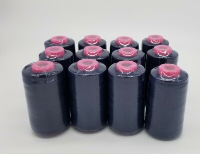 12 Big Spools Navy Blue Serger Sewing Machine Thread 6000 YARDS PER Cone T27 S/2