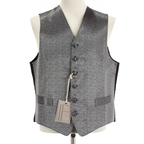 Italo Ferretti NWT Formal Vest/Waist Coat Size Large in Silver/Black Silk Blend